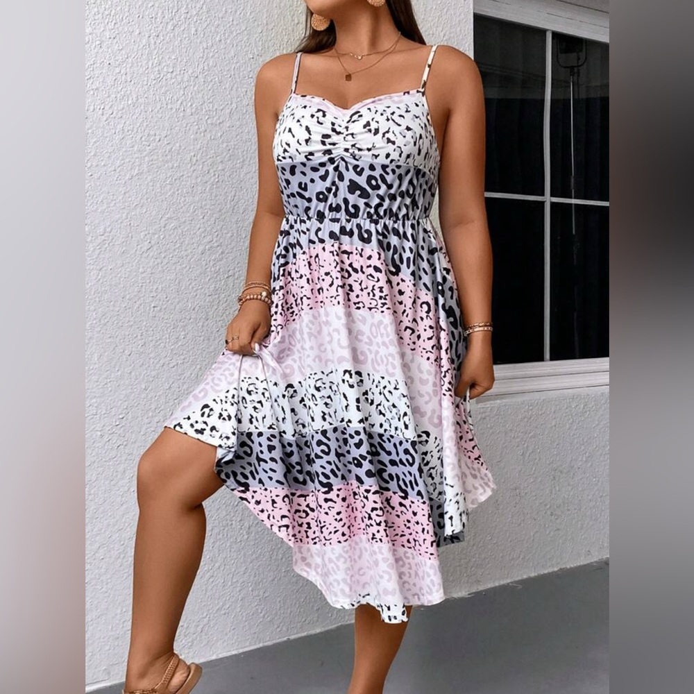 Leopard Print Pink and Gray Dress